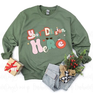 18000 Mockup Christmas | Gildan 18000 Military Green Mockup | Gildan sweatshirt mockup | 18000 Military Green Sweatshirt Mockup