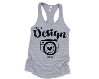 Mockup Next Level 1533 Heather Grey, Tank Flat Lay, Racerback Tank Mock Up, Mock Up,Tank Top Mock Up Next Level mockup tank mockups