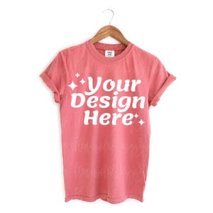 Comfort Colors 1717 cumin Adult Heavyweight RS T-Shirt mockup Comfort Colors mockup Short Sleeve Shirt Hanging t shirt mockup image 1