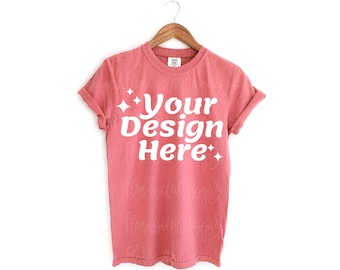 Comfort Colors 1717 cumin Adult Heavyweight RS T-Shirt mockup Comfort Colors mockup Short Sleeve Shirt Hanging t shirt mockup