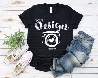 Bella Canvas 3001 Black Heather Flat Lay MockupMock Up Flat Lay Bella Canvas mockup T-shirt Mockup Unisex Mockup bella canvas 3001 mockup