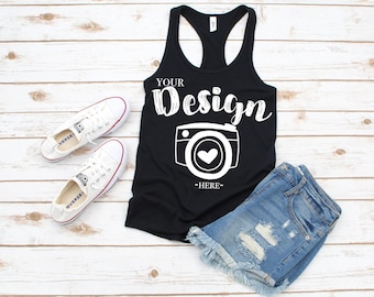 Next Level 1533 black, Tank Flat Lay, Racerback Tank Mock Up, Mock Up,Tank Top Mock Up, Flat Lay, T-Shirt Blank