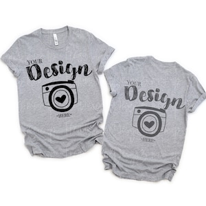 Tshirt Mockup Front and Back Bella Canvas 3001 Athletic Heather bella canvas 3001 mockup T-shirt Mockup Unisex Tee Mockup grey tee mockup