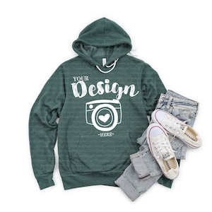 Bella and Canvas 3719 Hoodie Heather Forest Unisex Sponge Fleece Pullover Hoodie Mockup Hoodie Unisex Hoodie Mockup Hoodie Mockup
