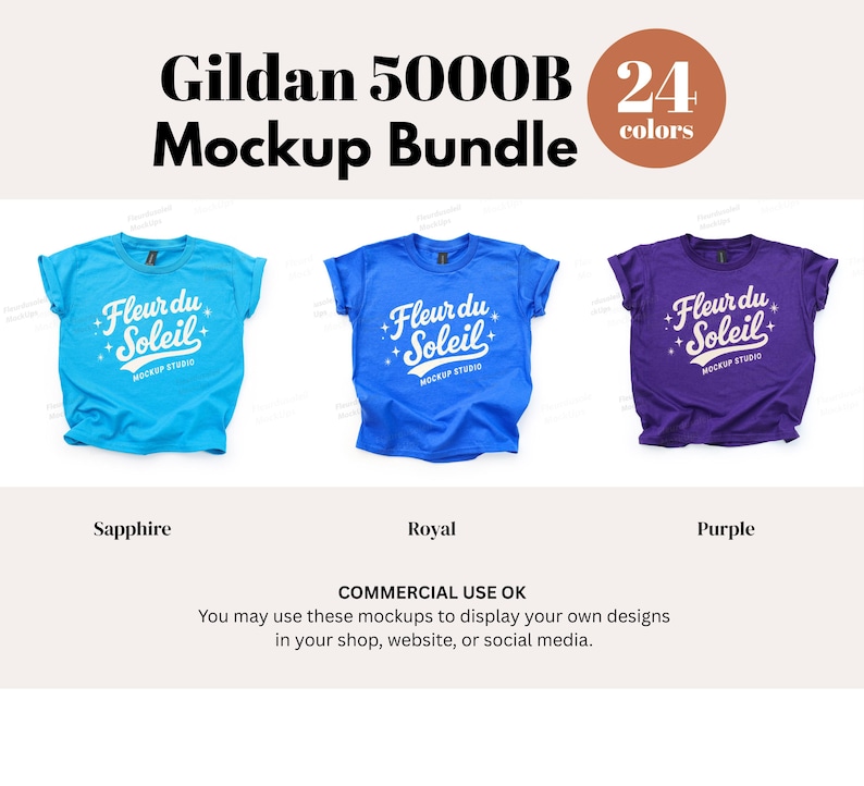 Gildan 5000B Mockup Bundle, Gildan 5000B Youth T-Shirt Mockup Bundle, White Background, Real Photo, Digital Download image 7