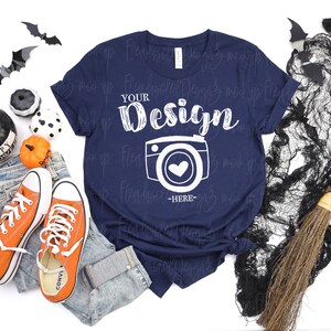 Bella canvas mockup Navy Flat Lay Mockup bella canvas 3001 mockup Halloween Mock Up Flat Lay bella canvas mockup Halloween