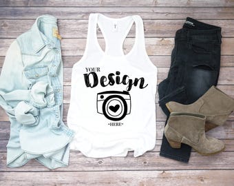 Next Level 1533 white, Tank Flat Lay, Racerback Tank Mock Up, Mock Up,Tank Top Mock Up, Flat Lay Vintage Wood T-Shirt Blank fall mockup