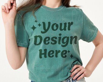 Comfort Colors 1717 Light green Adult Heavyweight RS T-Shirt mockup Comfort Colors mockup 1717 model mockup