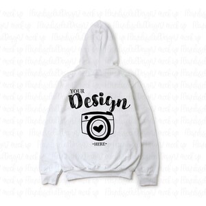 Back- Gildan 18500 Hooded Sweatshirt Brand White hoodie Mockup t-shirt mockup gildan Flat Lay Shirt Mock Up White Background