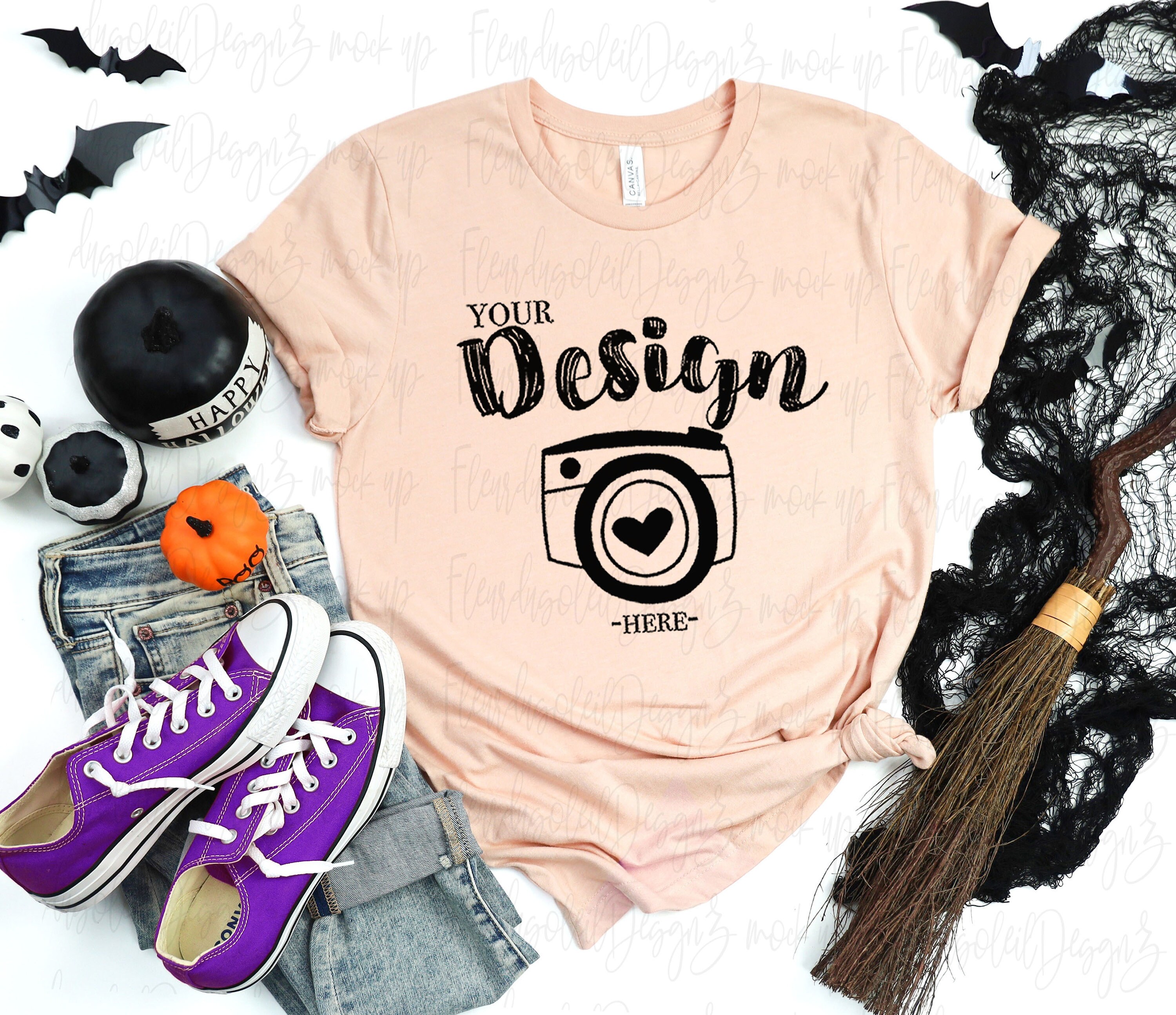 Bella canvas mockup Heather Peach Flat Lay Mockup bella canvas 3001 mockup Halloween Mock Up Flat Lay bella canvas mockup Halloween