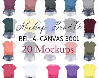 Bella and Canvas 3001 Shirt Mock up Bundle | Bella Canvas T-shirt Mockup | Fall Tees Mockup | tshirt Mockup | Modern Mockup