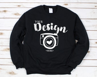 Gildan 18000 Heavy Blend Crewneck Sweatshirt Black Sweatshirt Mockup 18000 Mock Up Flat Lay Gildan Mockups Sweatshirt Mockup