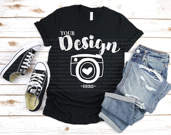 Bella Canvas Mockup | bella canvas black t-shirt mockup | Bella Canvas 3001 Shirt Mock Up | Spring Mockup | Flat Lay Mockup