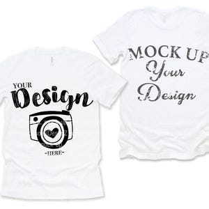 Front and Back Bella Canvas 3001 White Flat Lay Mockup bella canvas 3001 mockup T-shirt Mockup Unisex Tee Mockup White tee mockup