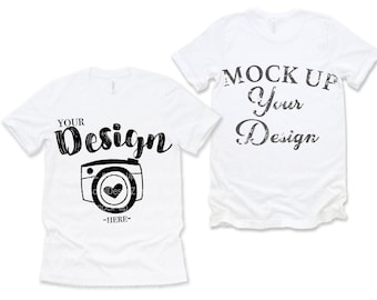 Front and Back Bella Canvas 3001 White Flat Lay Mockup bella canvas 3001 mockup T-shirt Mockup Unisex Tee Mockup White tee mockup