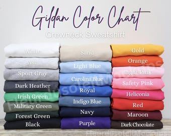 Gildan 18000 Color Chart, Color Chart Mockup, Sweatshirt Mockup, Gildan Crewneck Mockup, Editable Color Chart, Gildan 18000 swatch