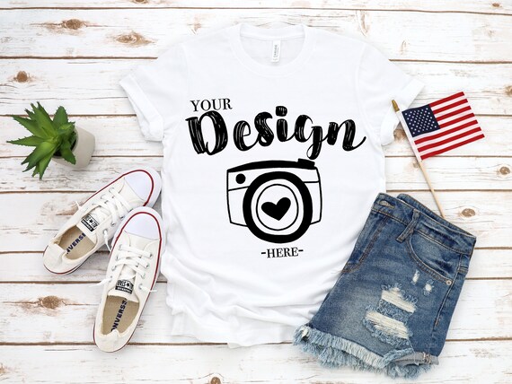 4th Of July Mockup Bella Canvas 3001 White Bella Canvas Etsy