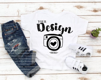 kids t shirt mockup Bella Canvas 3001T White T-Shirt Jersey Unisex T-Shirt Toddler Flat Lay kids tee mockup boy mockup t-shirt mockup kids