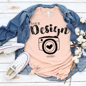 Bella Canvas 3001 Heather Peach bella canvas 3001 mockup t-shirt bella canvas t shirt mockup Summer T shirt Mockups