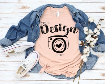 Bella Canvas 3001 Heather Peach bella canvas 3001 mockup t-shirt bella canvas t shirt mockup Summer T shirt Mockups