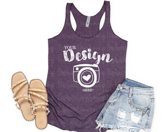 Next Level 6733 Vintage Purple Mockup Next Level 6733 Mockup Tank Flat Lay Racerback Tank Mock Up Next Level 6733 Racerback Mockup