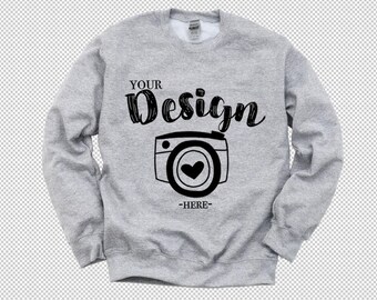 PNG | Gildan 18000 Heavy Blend Crewneck Sweatshirt Sport Grey Sweatshirt Mockup 18000 Mock Up Flat Lay Gildan Mockups Sweatshirt Mockup