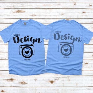 Front & Back | Gildan 5000 Carolina Blue Unisex TShirt Mockup,t-shirt mockup gildan Flat Lay Shirt Mock Up,Modern Shirt Mockup