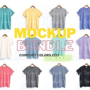Comfort Colors 1717 Mockup Bundle | C1717 T-Shirt Mockups Boho Trendy Shirt Flat Lay | Digital Download Shirt Mockup for Etsy POD