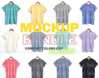 Paquete de maquetas Comfort Colors 1717 / Maquetas de camisetas C1717, camisa bohemia de moda, maqueta de camisa plana / Maqueta de camiseta de descarga digital para Etsy POD