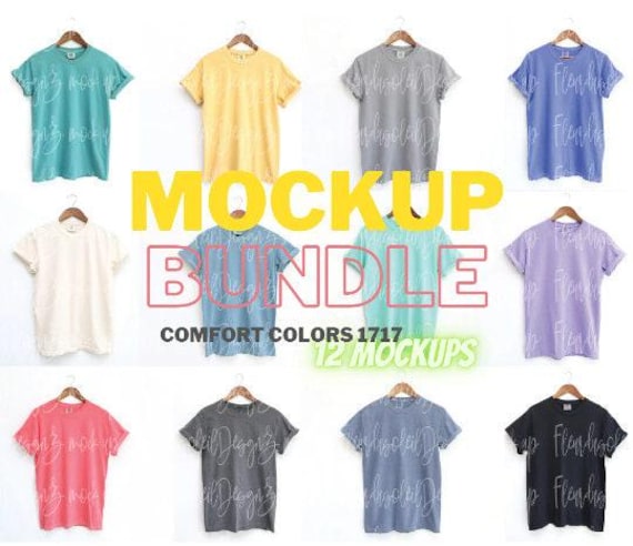 Comfort Colors 1717 Mockup Bundle | C1717 T-Shirt Mockups Boho Trendy Shirt Flat Lay | Digital Download Shirt Mockup for Etsy POD
