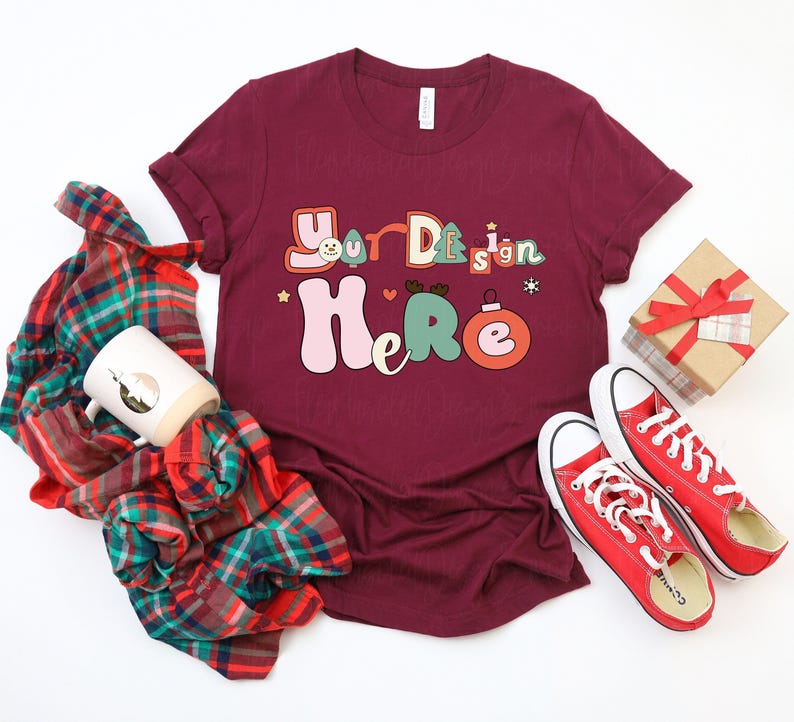 Paquete de maquetas navideñas / Maquetas de camisetas Bella Canvas 3001 / Diseño plano navideño con fotos reales / Estética navideña acogedora imagen 10