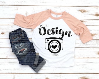 Bella Canvas 3200T White Peach Toddler kids t shirt mockup Toddler Flat Lay kids tee mockup boy mockup t-shirt mockup kids