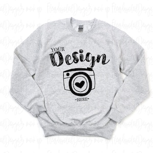 Gildan 18000 Ash Sweatshirt Mockup | Grey Gildan 18000 Crewneck Flat Lay | Folded Neutral Minimal Sweatshirt Mockup Digital Download