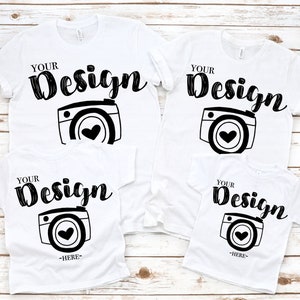 Family Blank White T-Shirt Bella Canvas 3001 & 3001t White Mock Up Shirts Family Flat Lay bella canvas mockups Family Flat toddler