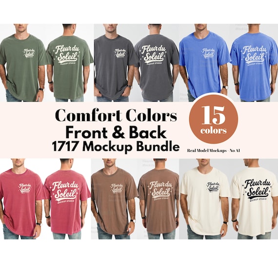 Comfort Colors 1717 Mockup Bundle | Mens C1717 T-Shirt Front & Back Mockups | Real Male Model Shirt Mockup | Simple Casual Aesthetic Photo
