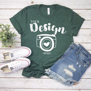 Bella Canvas 3001 Heather Forest Tshirt Mockups T-Shirt Mock Up bella Canvas 3001 Mockup Mock Up Bella Canvas Mockup T-Shirt