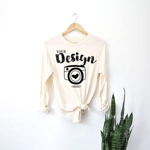Bella Canvas 3501 ナチュラル モックアップ Bella Canvas モックアップ 長袖シャツ 3501 モックアップ Bella Canvas モックアップ 秋 Tシャツ モックアップ