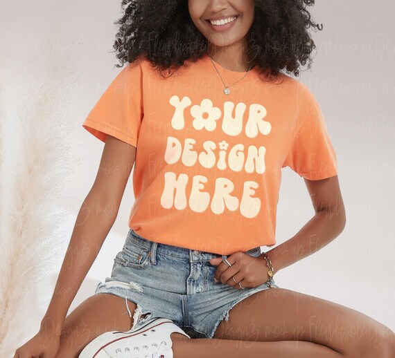 Comfort Colors orange Mockup, C1717 Tshirt Mockup, black Model Mockup Comfort Colors burnt Orange, C1717 Mockup, 1717 Orange T Shirt Mockup