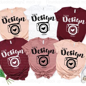 spring mock up photo Family Blank White T-Shirt Bella Canvas 3001 Mock Up Family t-shirt