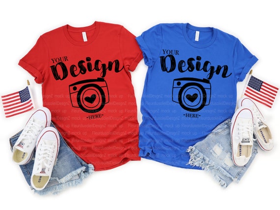 4th Of July Mockup Bella Canvas 3001 Red Royal Mock Up Etsy