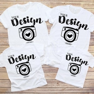 Family Blank White T-Shirt Bella Canvas 3001 & 3001t White Mock Up Shirts Family Flat Lay bella canvas mockups Family Flat toddler