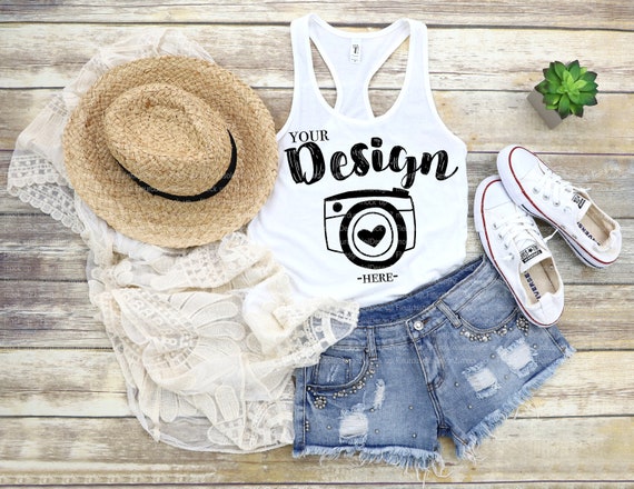 Next Level 1533 White Tank Flat Lay Racerback Tank Mock Up Etsy
