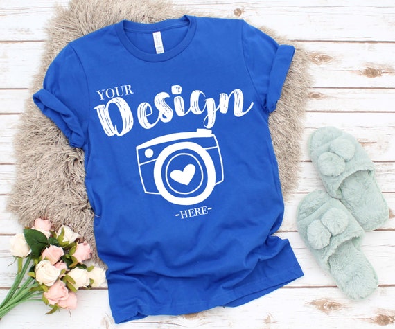Bella Canvas 3001 Royal Unisex T Shirt Mock Up Mock Ups Flat Etsy