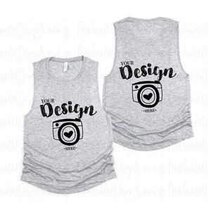 Front & Back | Bella Canvas 8803 Athletic Heather Flowy Muscle Tank Mock Up, T-Shirt Mock Up, Mock Up, Flat Lay, Bella Canvas mock up