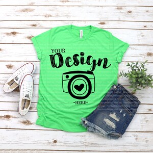 Bella + Canvas 3650 Unisex Poly T-shirt | Bella Canvas Mockup | Summer T-shirt Mockup | Women Tshirt Mockup Neon Green