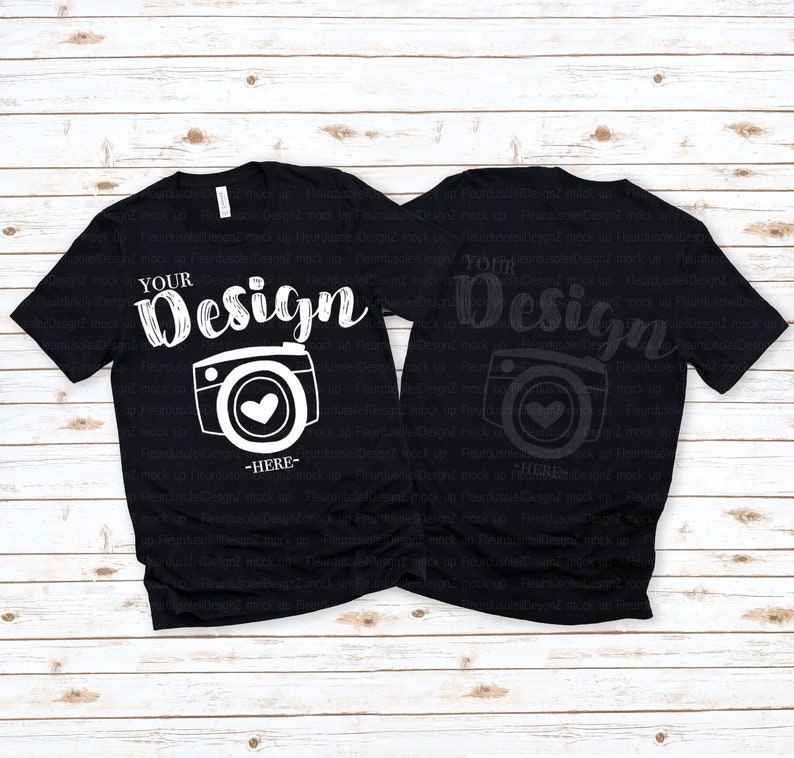Download Front & Back Bella canvas 3001 Black TShirt Mockup t-shirt | Etsy
