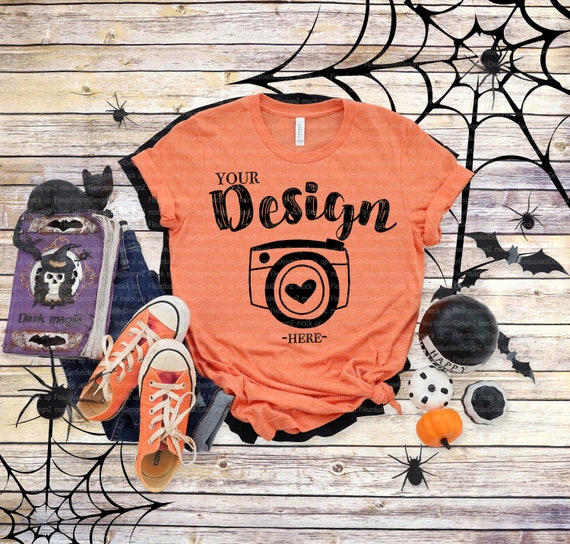Bella Canvas Tee Mockup 3001 Heather Orange Halloween Bella | Etsy