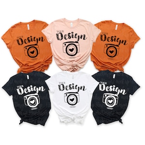 Family Blank T-Shirt Bella Canvas 3001 Mock Up halloween group t-shirt mockup bella canvas group halloween tshirt mockup