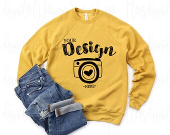 Bella Canvas 3901 Heather Mustard Sweatshirt Mock Up Flat Lay Sweatshirt Bella Canvas Sweatshirt Mockup 3901 Mockup Bella Canvas Mockup