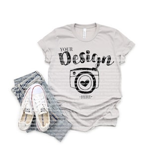 Spring T-shirt Mockup | Bella Canvas Mockup | Bella Canvas 3001 Heather Cool Gray Mockup | tshirt mockup 3001 | spring tee mockup